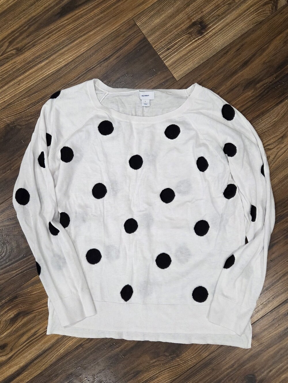 Women's Sweater with Black Polka Dots